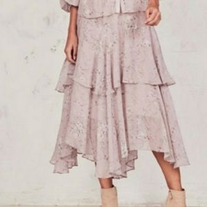 LoveShackFancy Alex Silk Skirt in Woodrose, XS